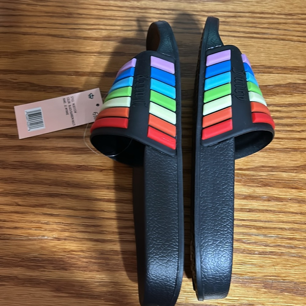 Juicy Couture Black rainbow multi Wynnie  pool shoes   GOING AWAY - Picture 7 of 7